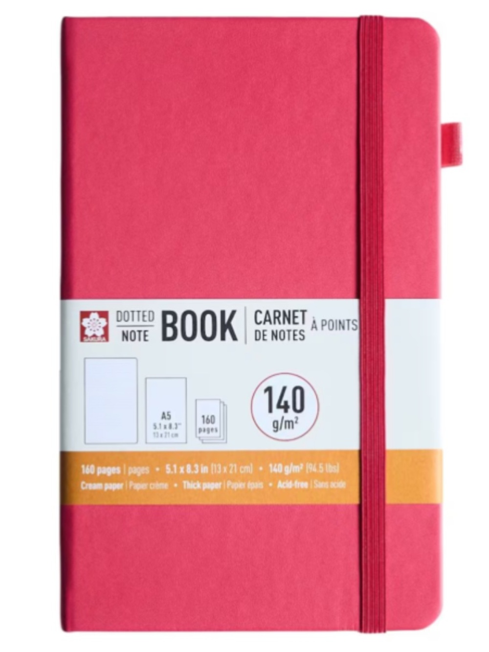 Sakura® 5" x 8.25" A5 Dotted Notebook Red Plum Blossom NEW & SEALED